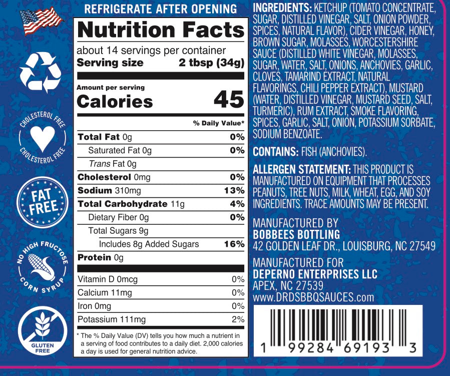Dr. D's Original Barbeque Sauce (2 - 16 ounce jars) - BEST DEAL!